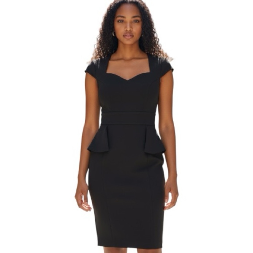 Emage Dress, Lbd, Midi, Peplum, Career, Sz Xs, Timeless, Classic, Minimalist